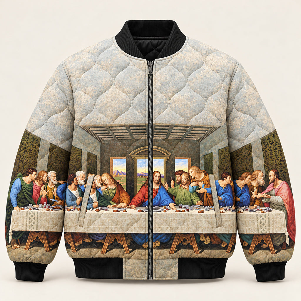 Renaissance Last Supper Art Quilted Bomber Jacket