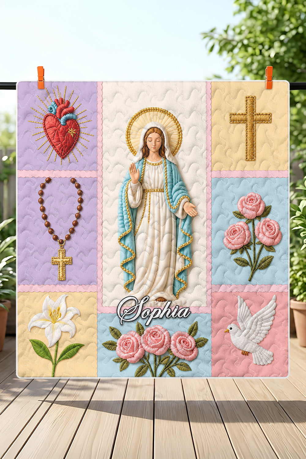 Virgin Mary Quilt Blanket