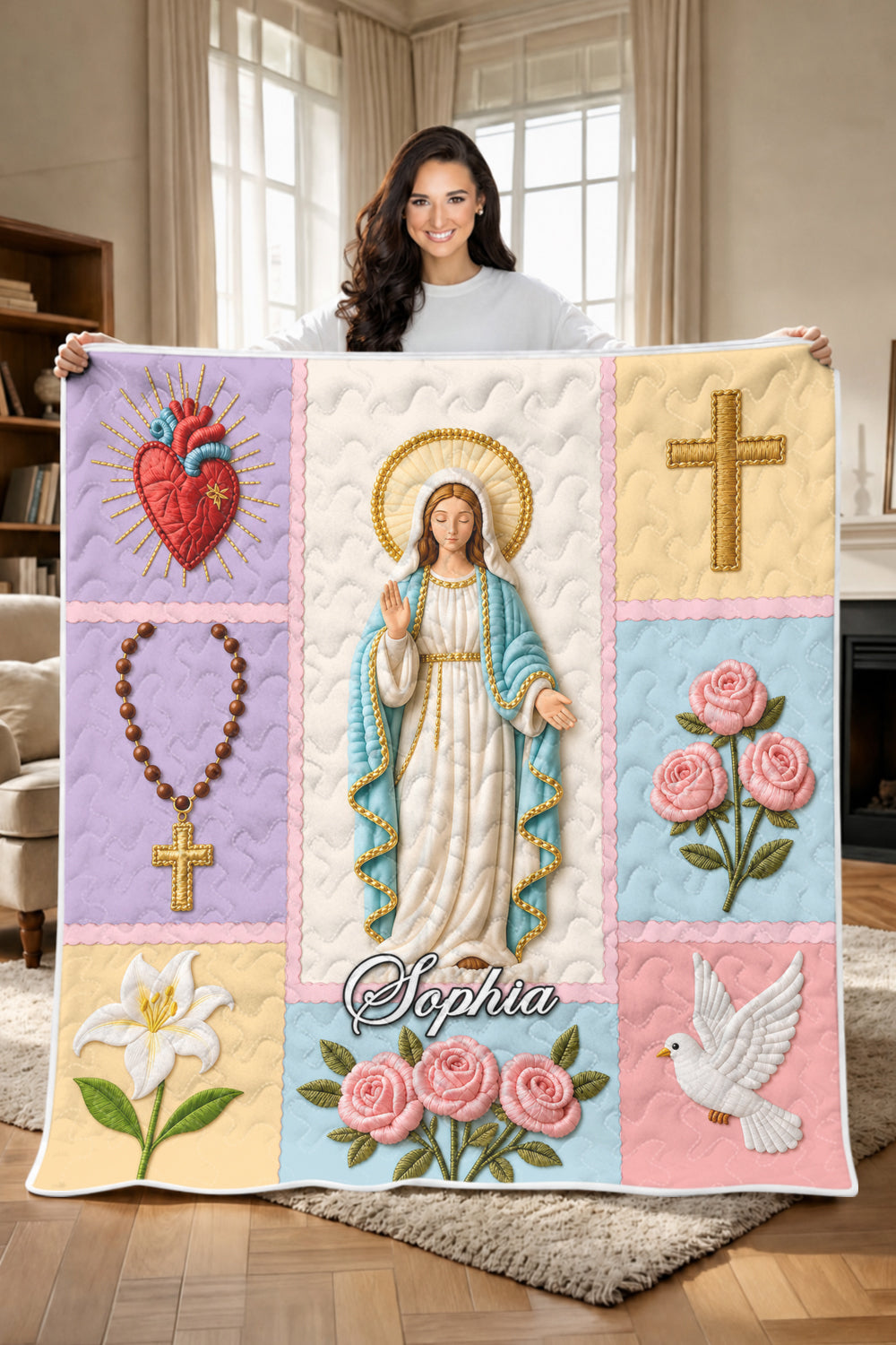 Virgin Mary Quilt Blanket