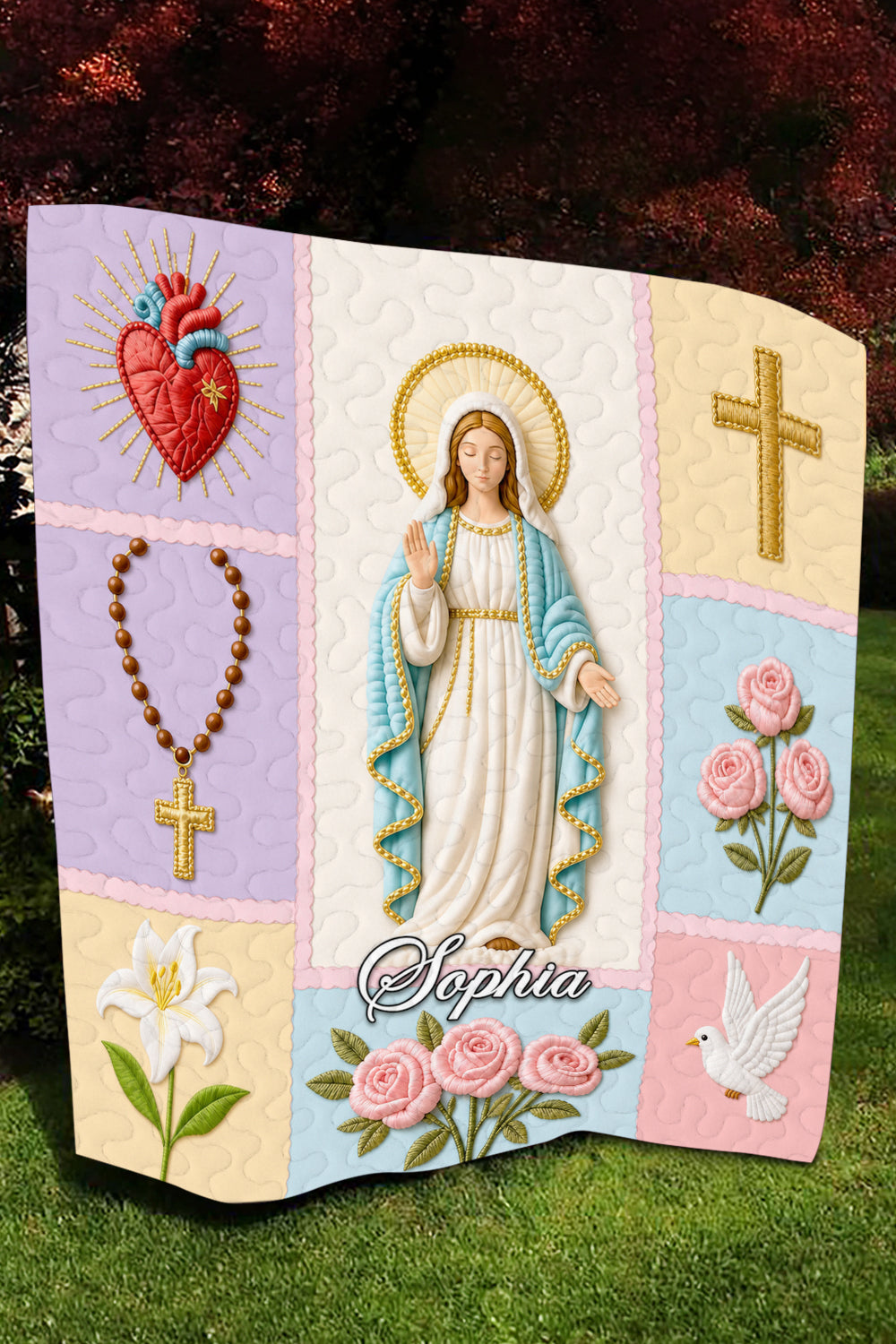 Virgin Mary Quilt Blanket
