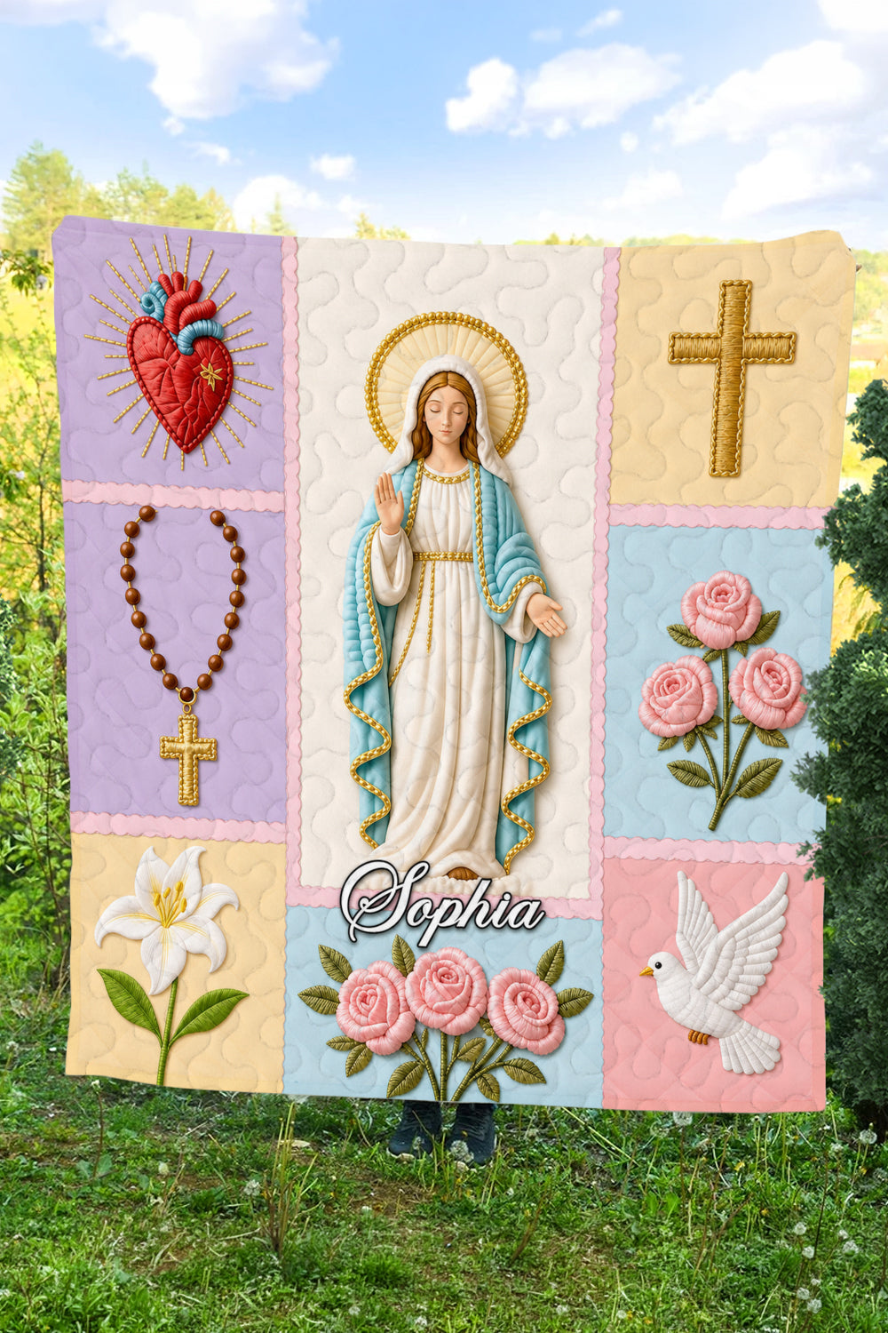 Virgin Mary Quilt Blanket