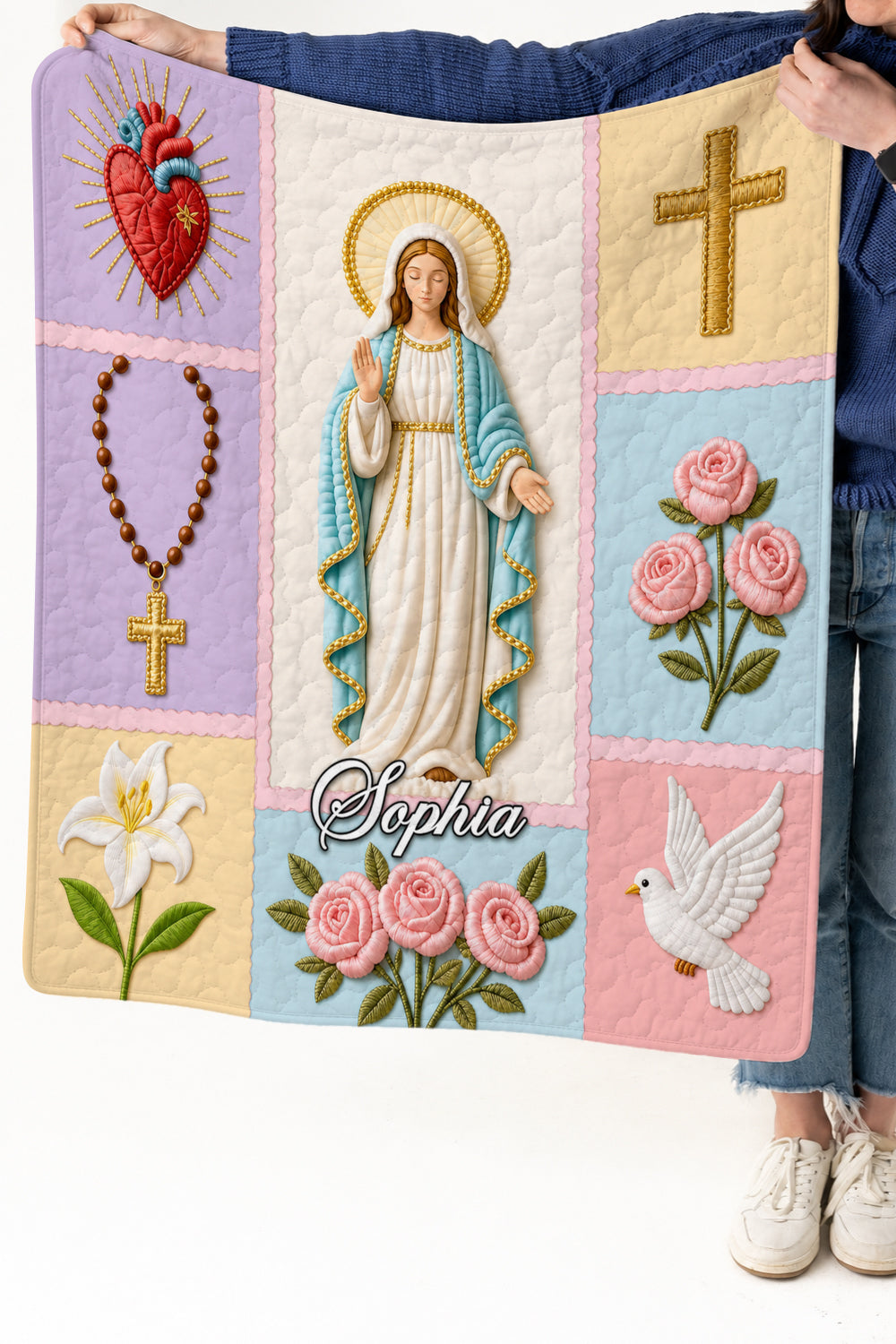 Virgin Mary Quilt Blanket