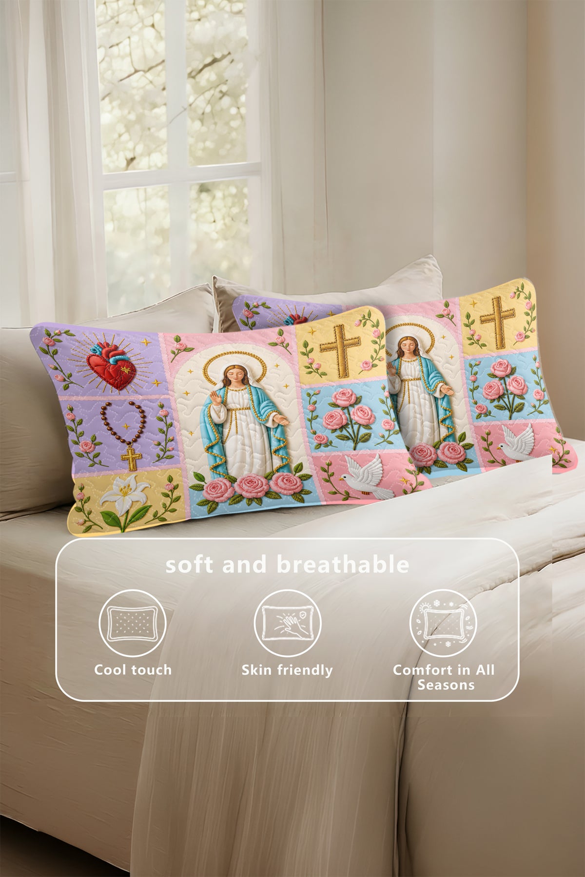 Virgin Mary Quilt Pillows