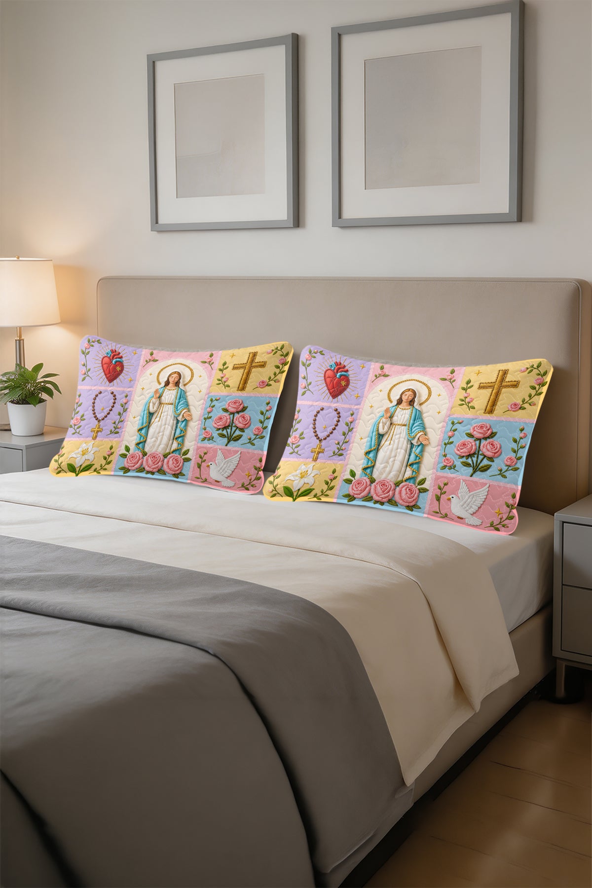 Virgin Mary Quilt Pillows