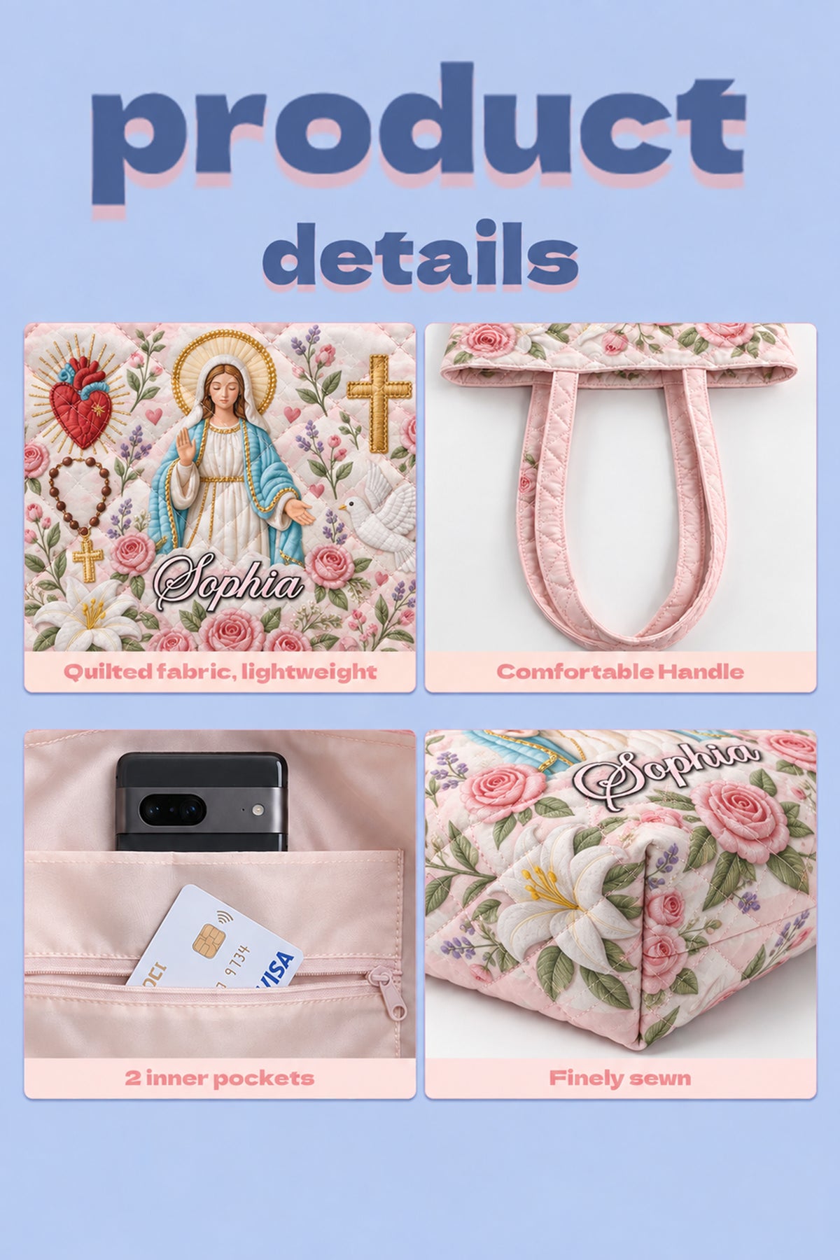 Virgin Mary Quilted Bag