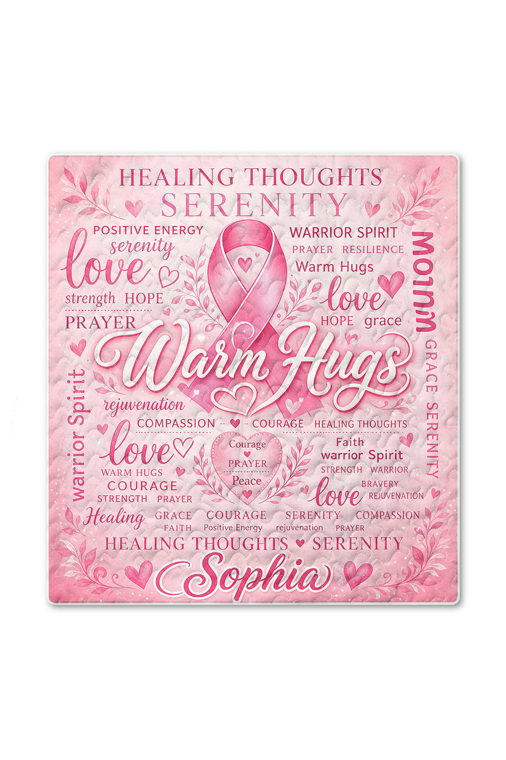 Warm Hugs Personalized Name Ribbon Quilt Blanket