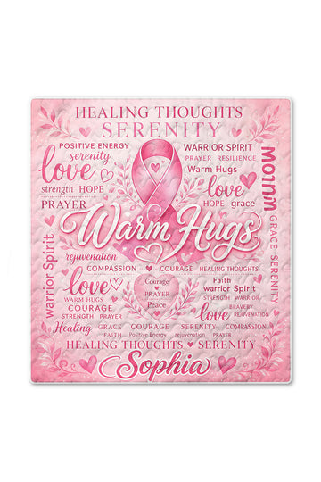Warm Hugs Personalized Name Ribbon Quilt Blanket