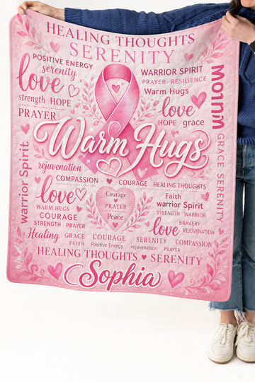 Warm Hugs Personalized Name Ribbon Quilt Blanket