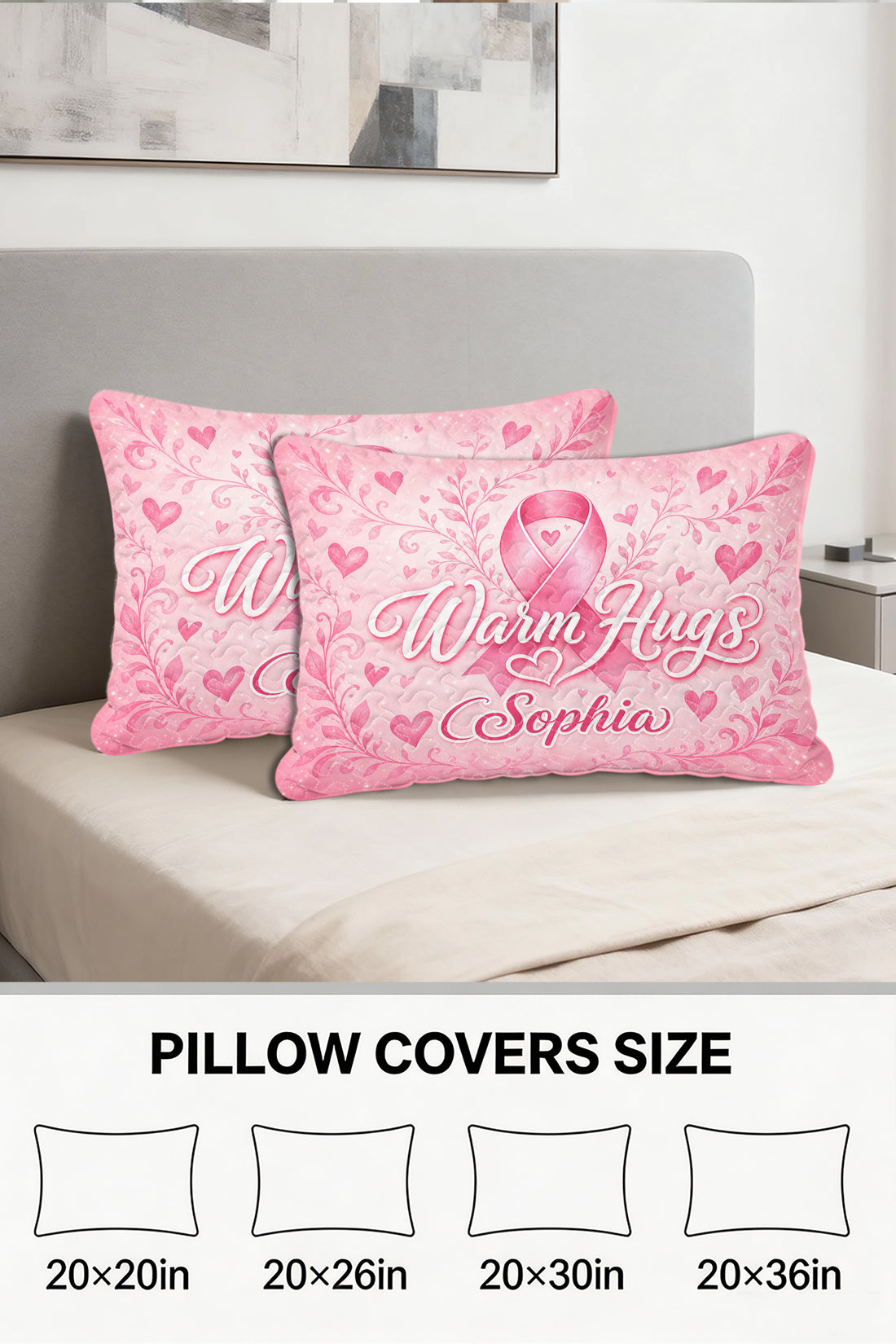 Warm Hugs Personalized Name Ribbon Quilt Pillows