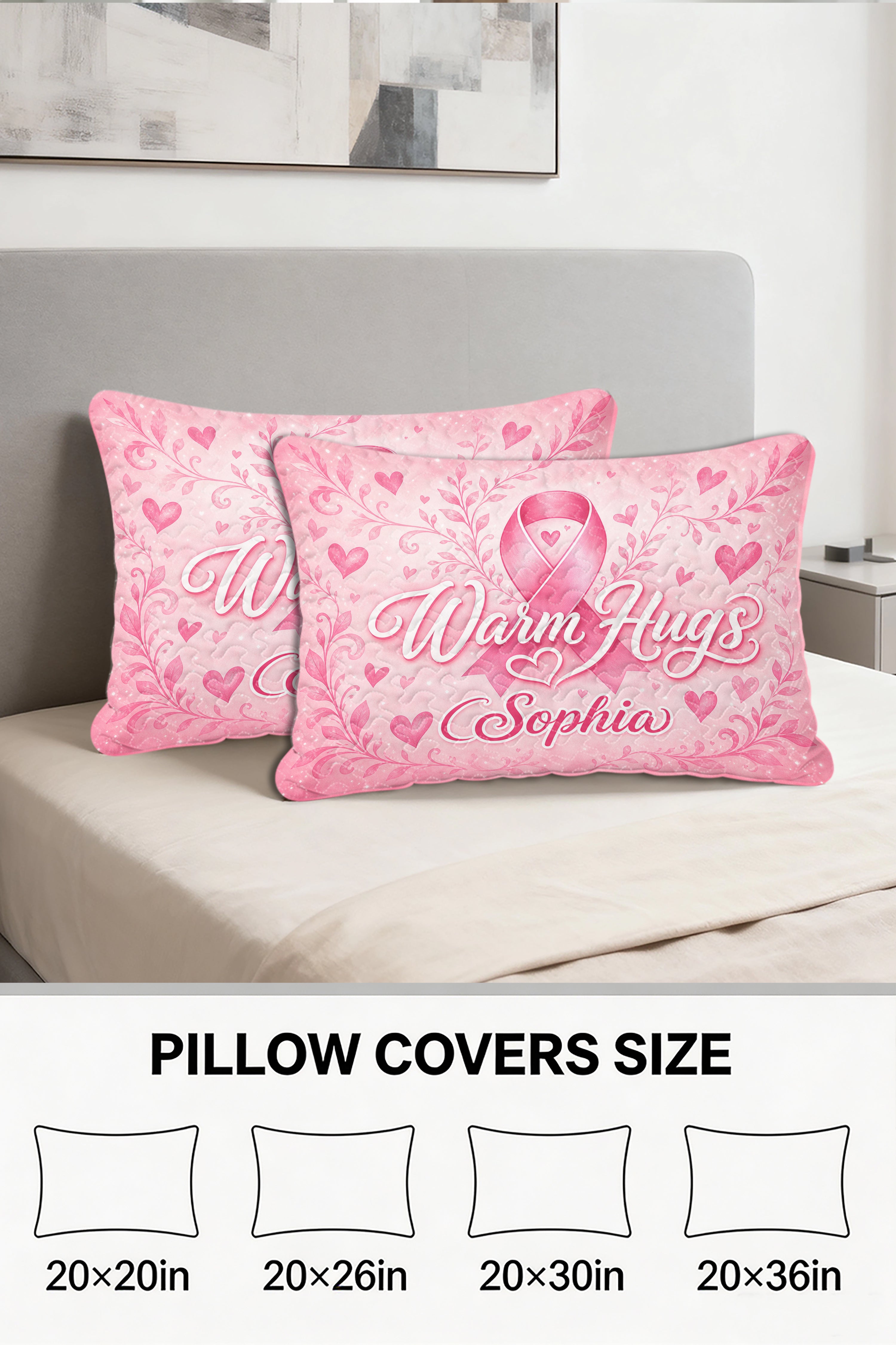 Warm Hugs Personalized Name Ribbon Quilt Pillows