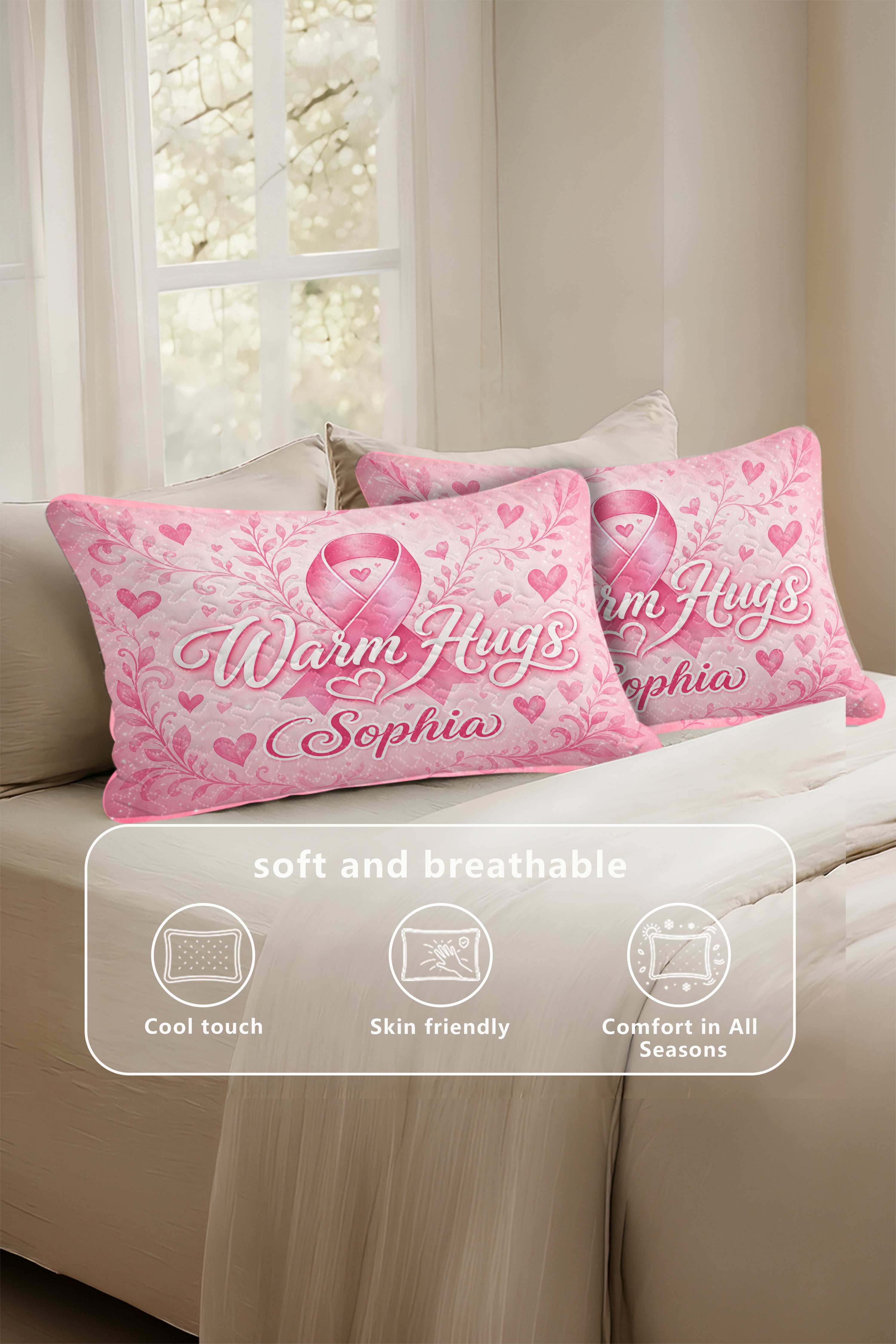 Warm Hugs Personalized Name Ribbon Quilt Pillows