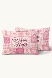 Warm Hugs Pink Word Collage Quilt Pillow