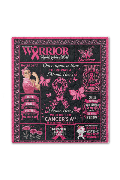 Warrior Fill In Name Month Survivor Quilt Blanket