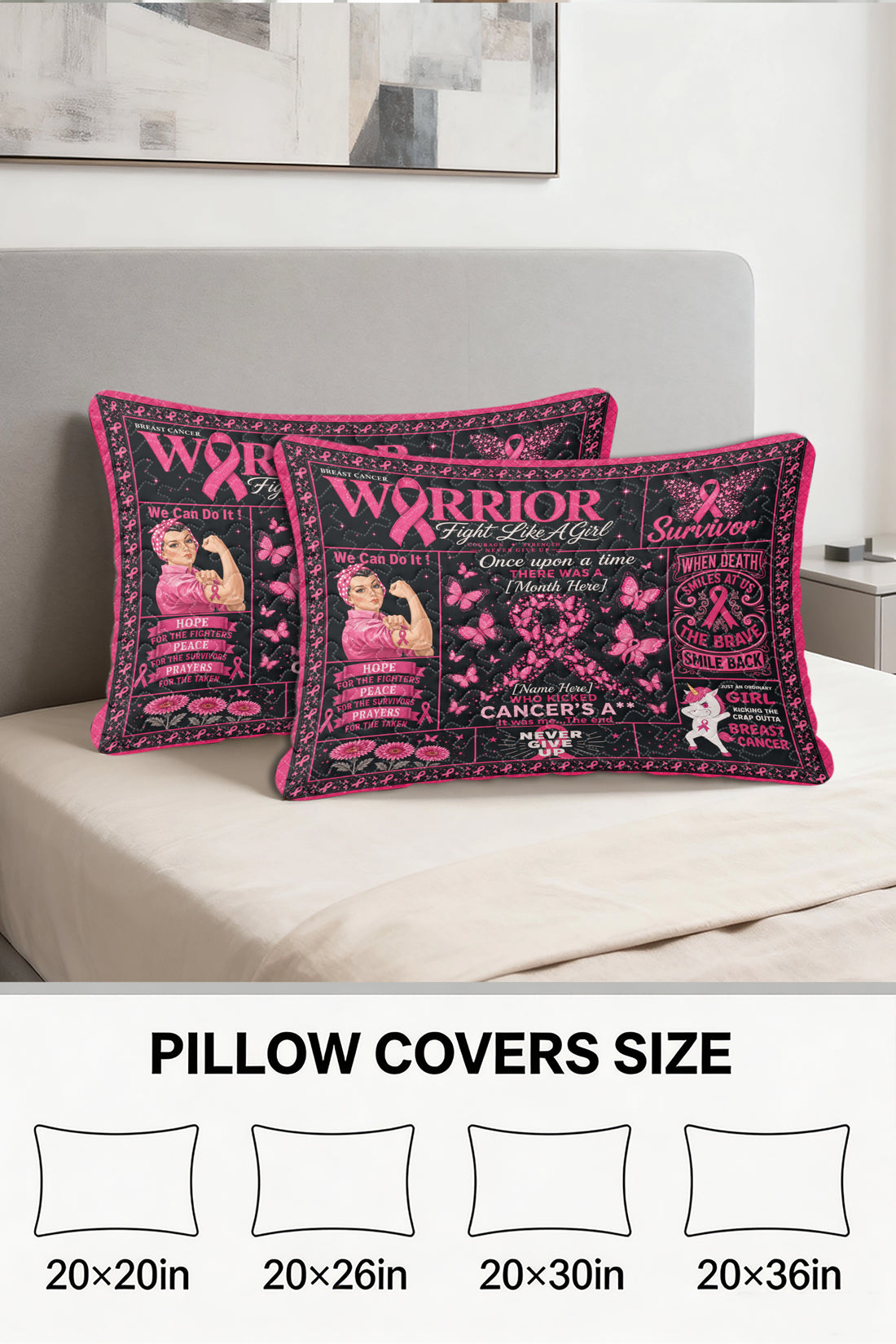 Warrior Fill In Name Month Survivor Quilt Pillows