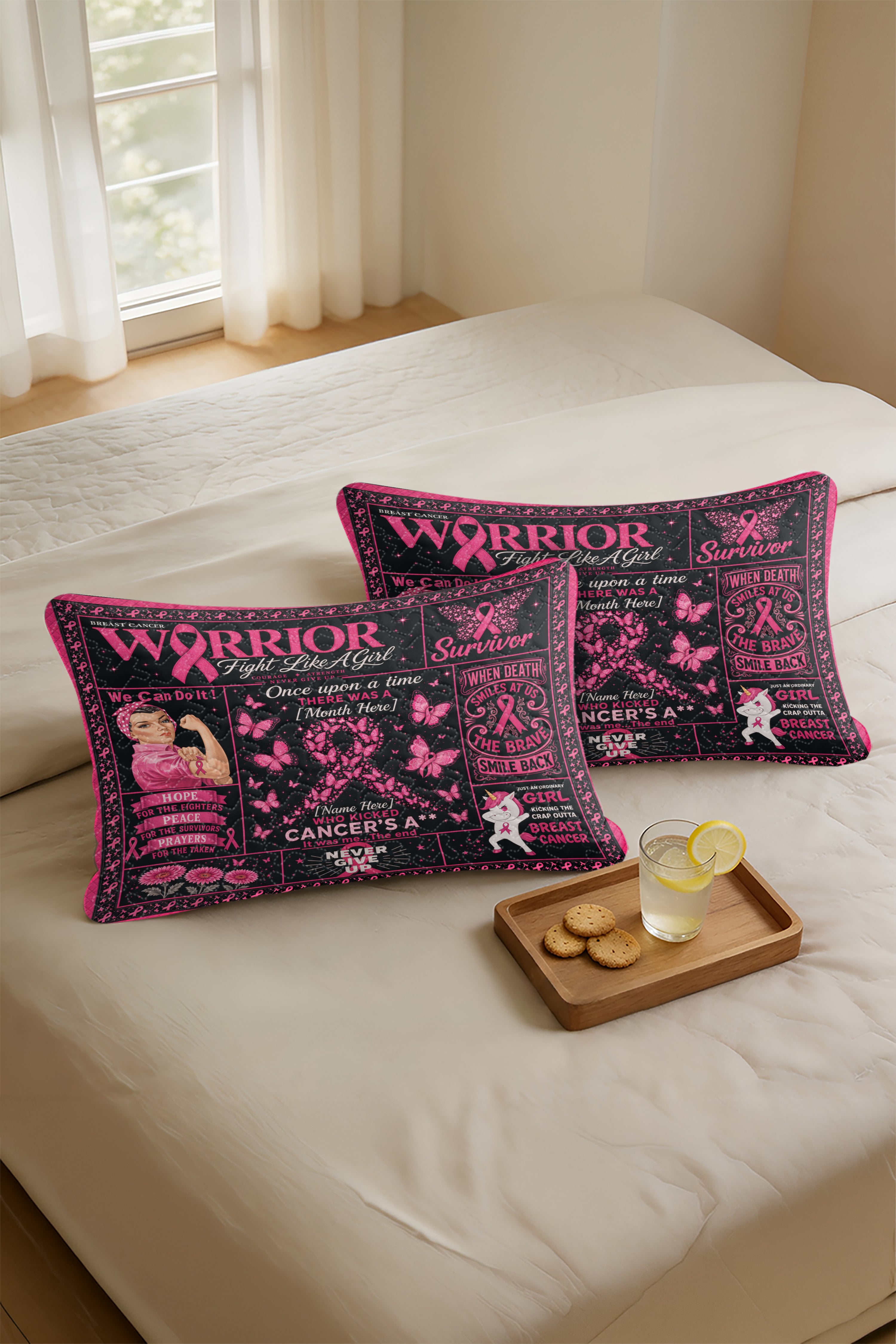 Warrior Fill In Name Month Survivor Quilt Pillows