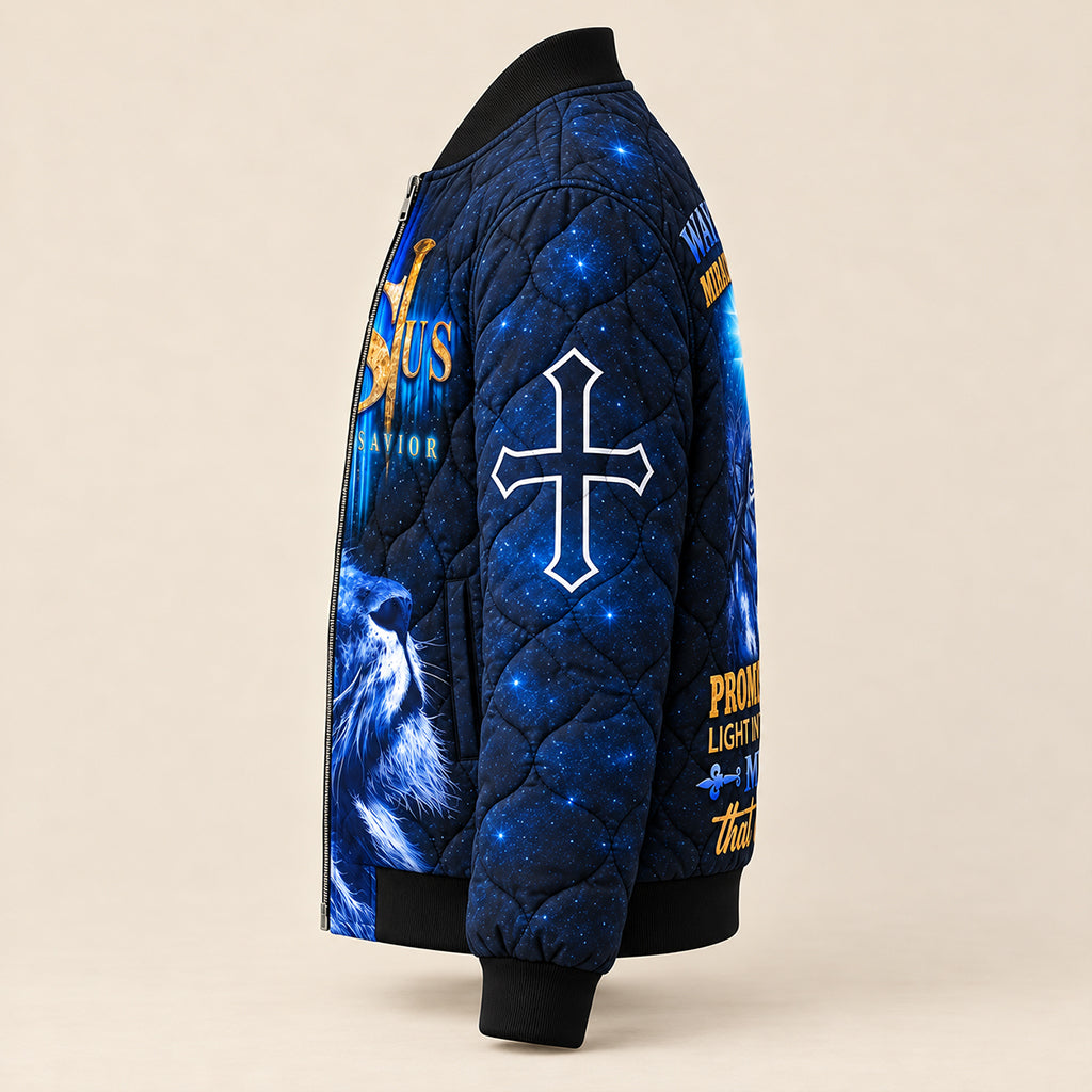 Midnight Lion Savior Quilted Bomber Jacket – view 5