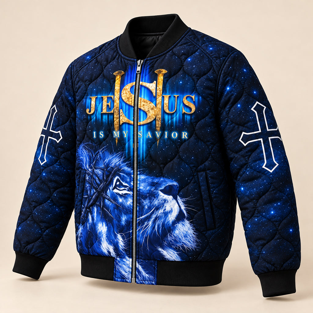 Midnight Lion Savior Quilted Bomber Jacket – view 7