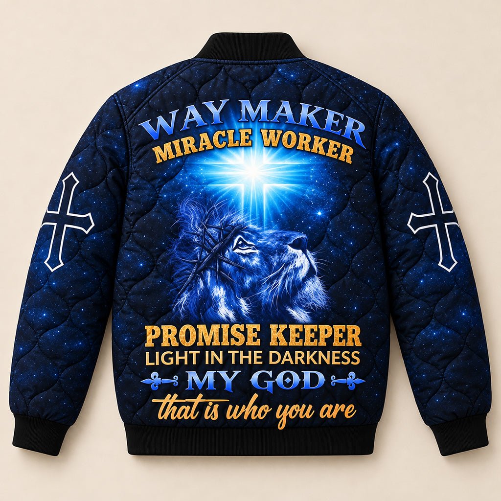 Midnight Lion Savior Quilted Bomber Jacket – view 4