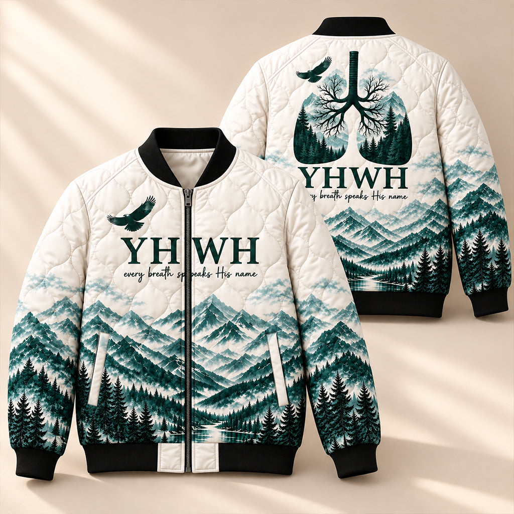 YHWH Misty Mountain Forest Quilted Bomber Jacket