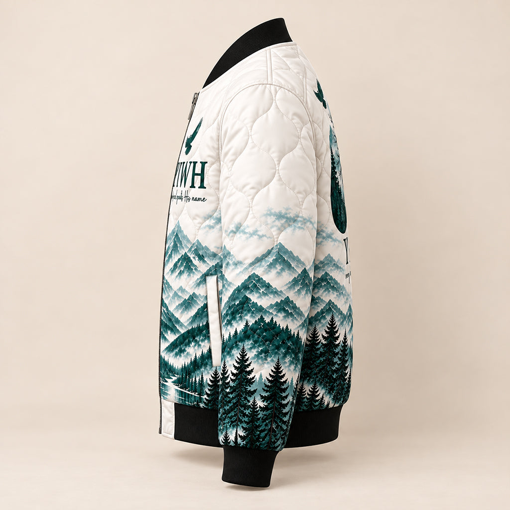 YHWH Misty Mountain Forest Quilted Bomber Jacket