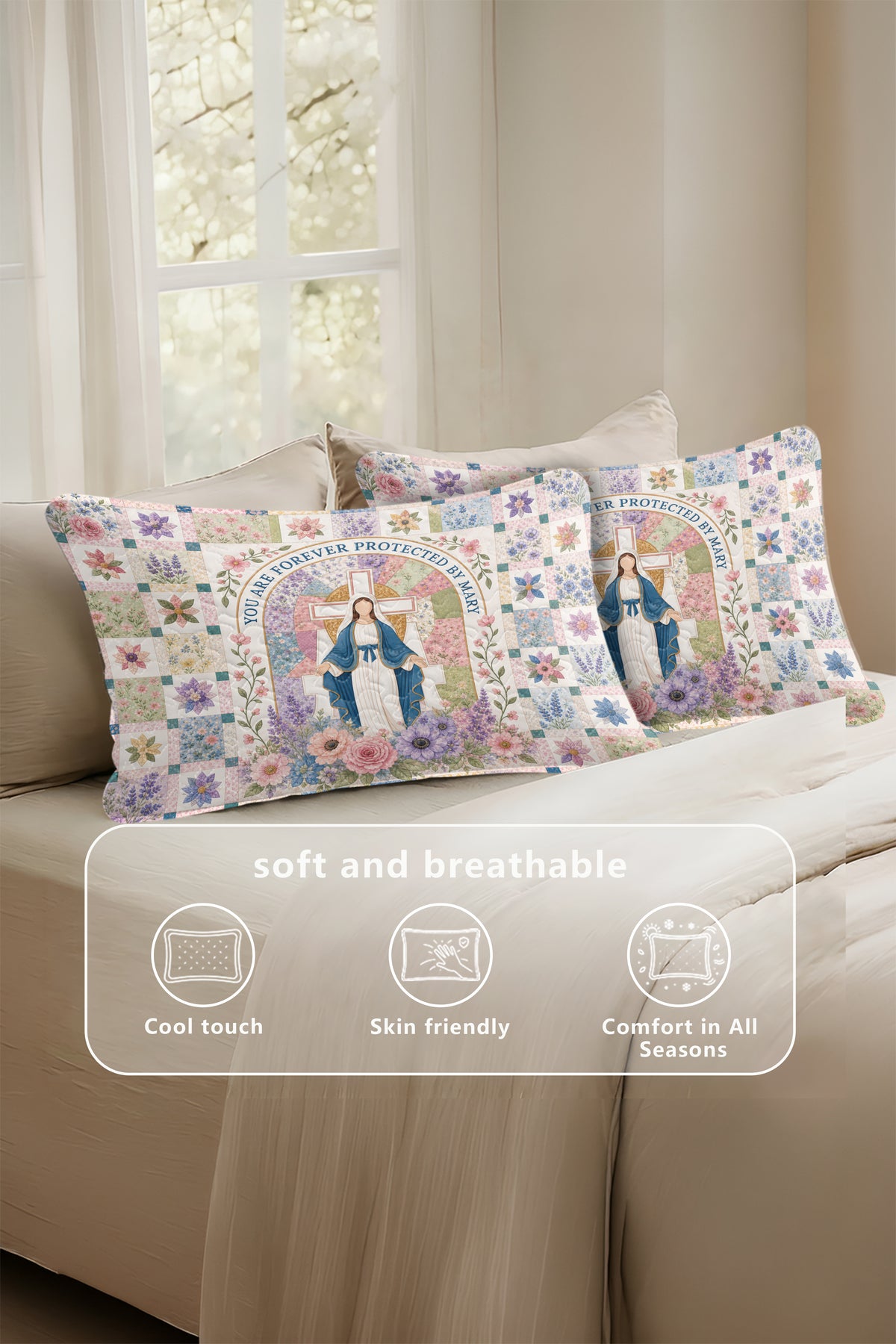 You are forever protected by Mary Quilt Pillow