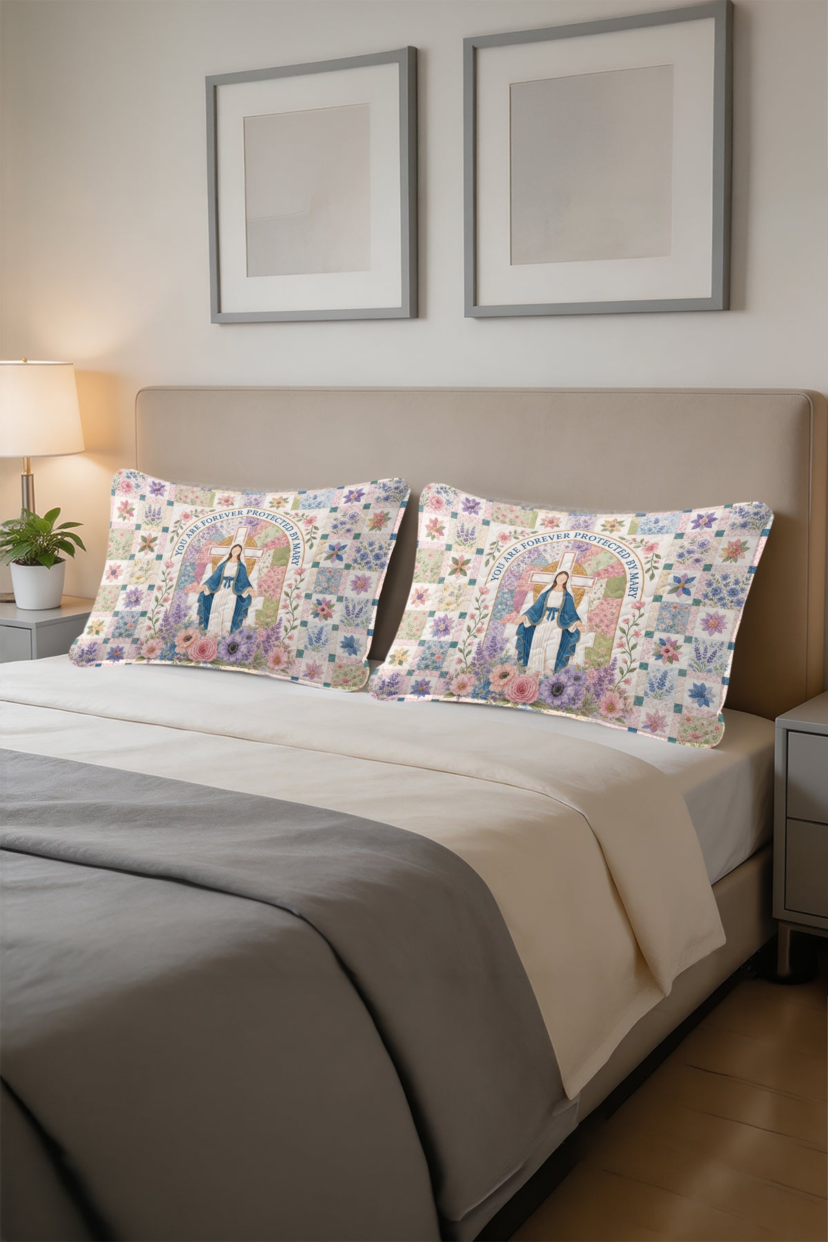 You are forever protected by Mary Quilt Pillow