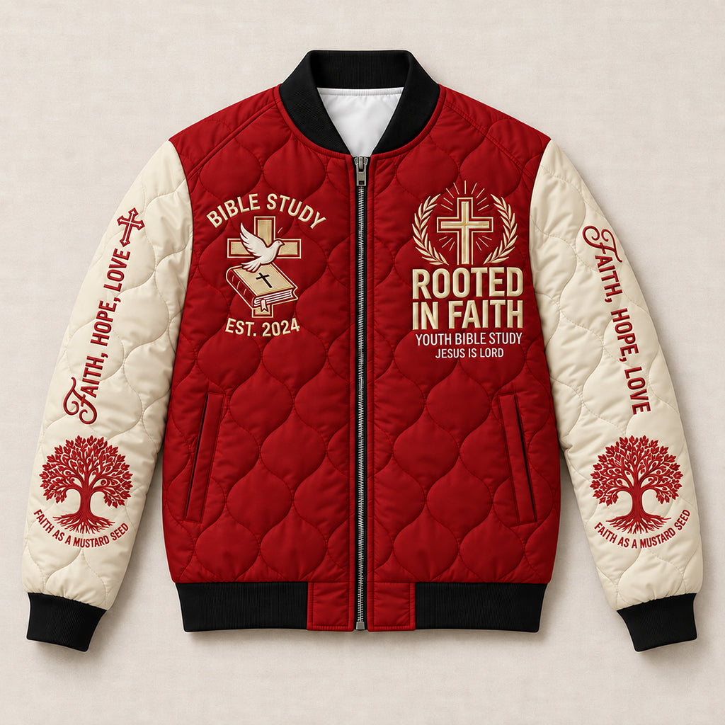 Youth Bible Study Quilted Bomber Jacket – view 2