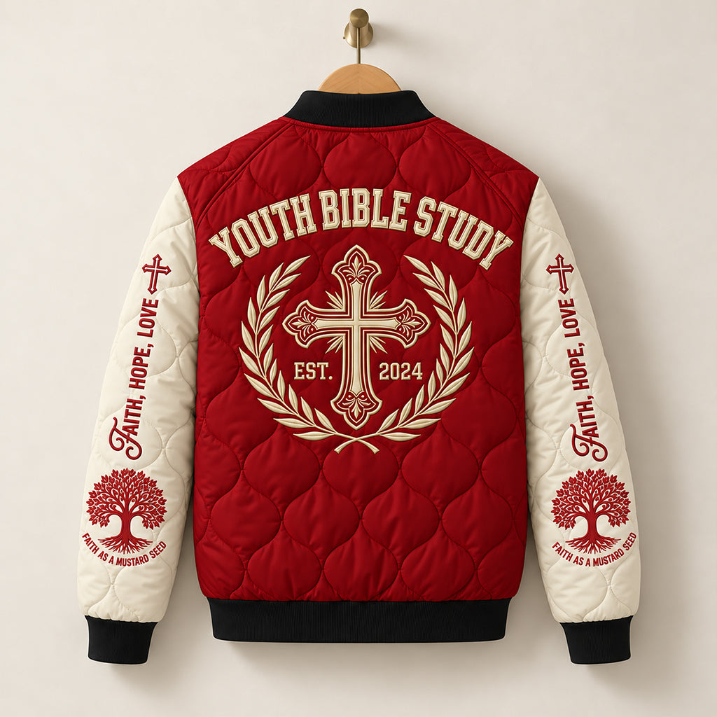 Youth Bible Study Quilted Bomber Jacket