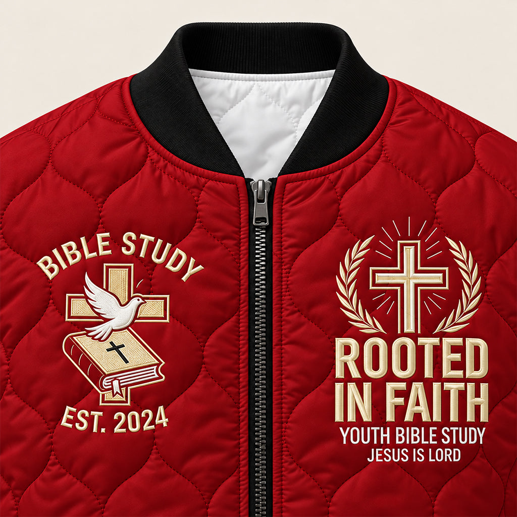 Youth Bible Study Quilted Bomber Jacket – view 7