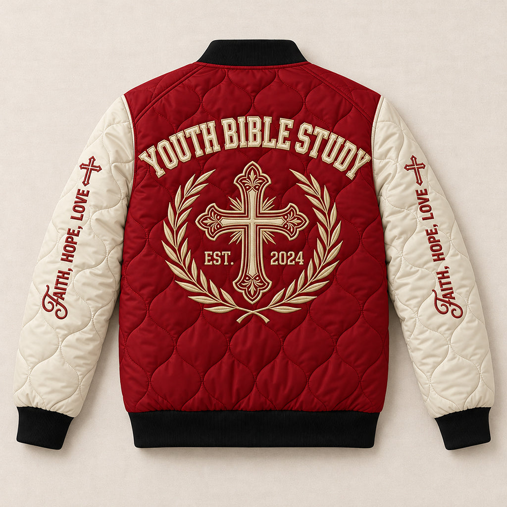 Youth Bible Study Quilted Bomber Jacket