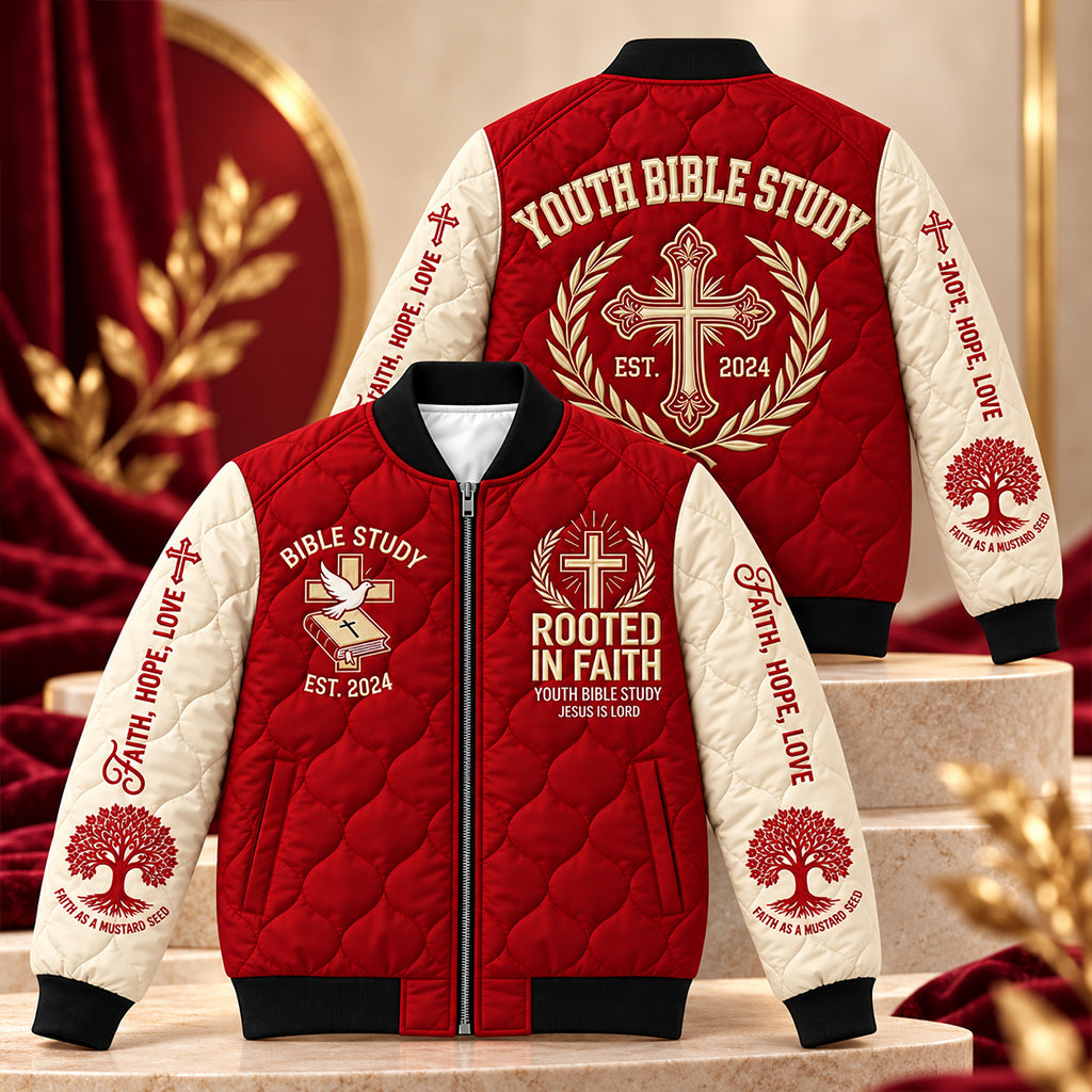 Youth Bible Study Quilted Bomber Jacket – view 1